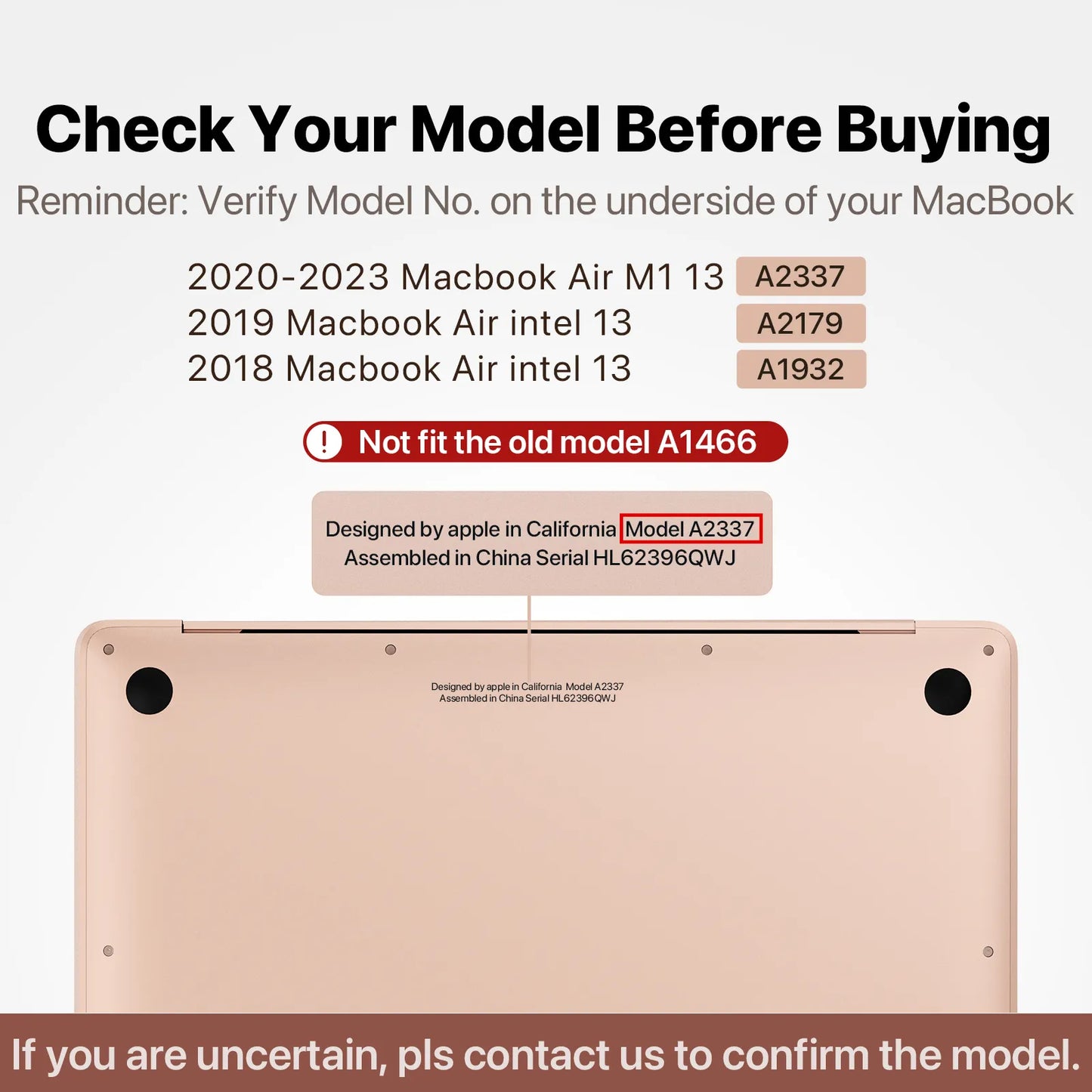 Soonjet Compatible for MacBook Air 13 inch Case M1 2020 - Gold Clear