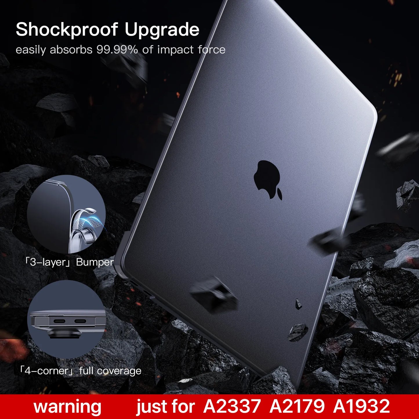 Soonjet Compatible for MacBook Air 13 inch Case M1 2020 - Space Gray Clear