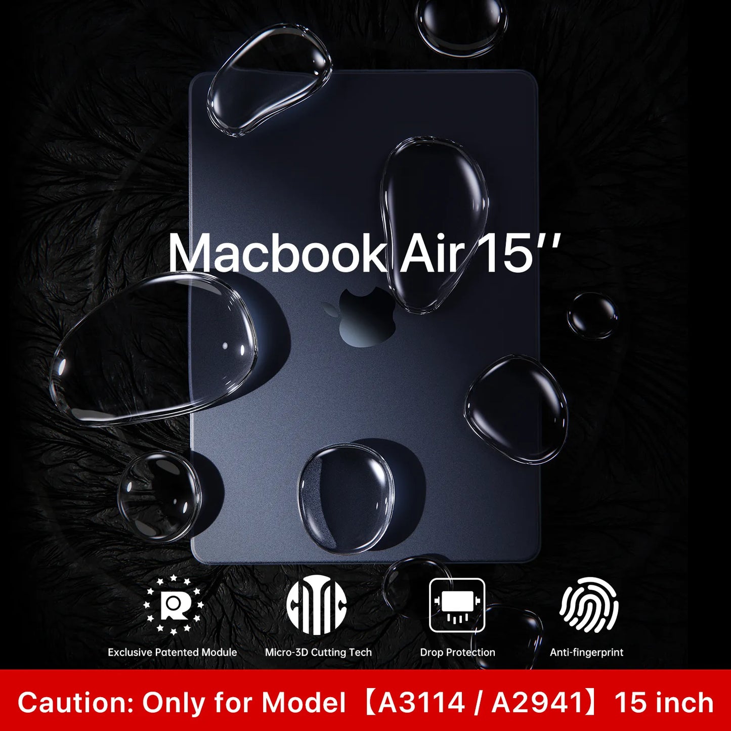 Soonjet for MacBook Air 15 inch Case with Translucent Keyboard Cover - Midnight Clear