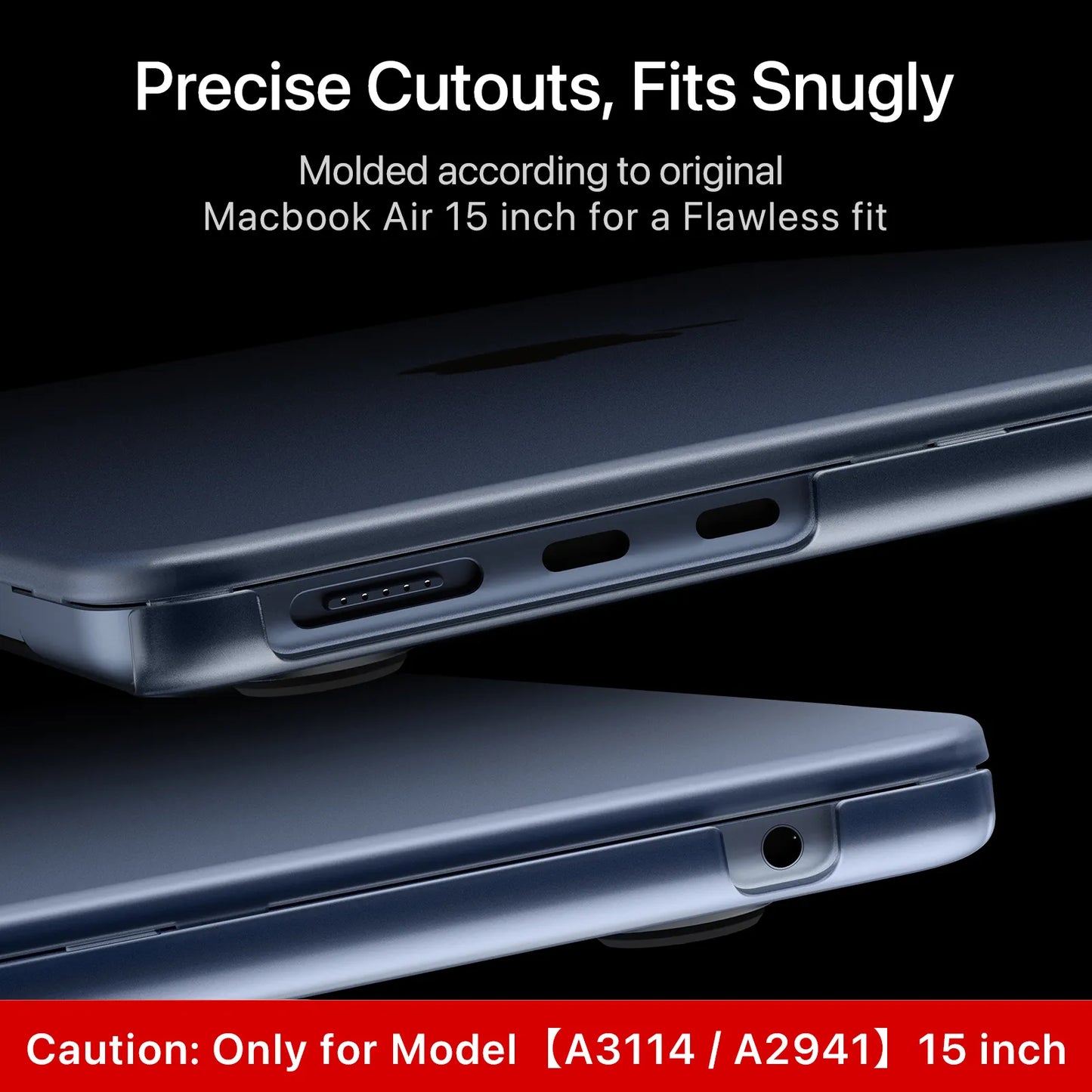 Soonjet for MacBook Air 15 inch Case with Translucent Keyboard Cover - Midnight Clear