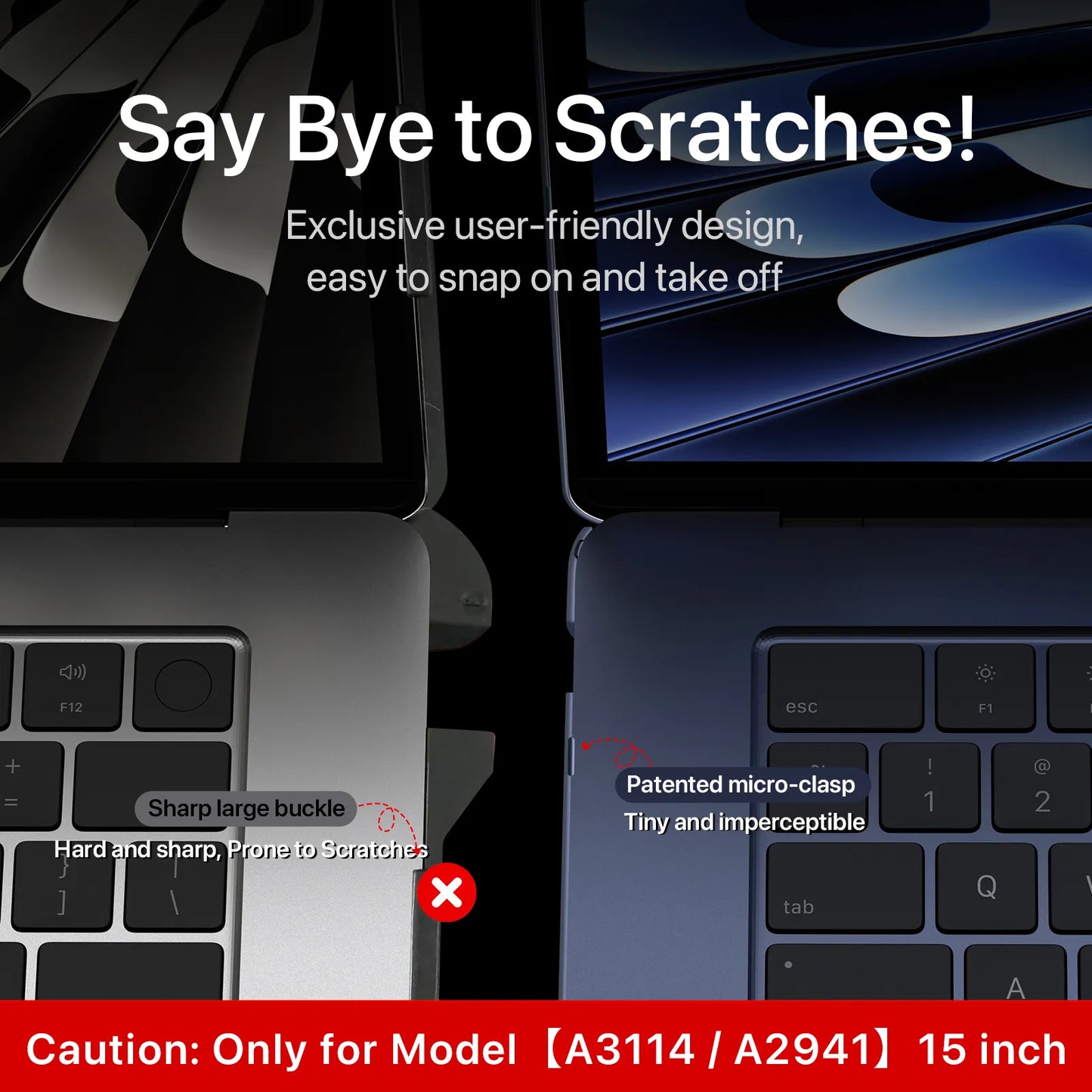 Soonjet for MacBook Air 15 inch Case with Translucent Keyboard Cover - Midnight Clear