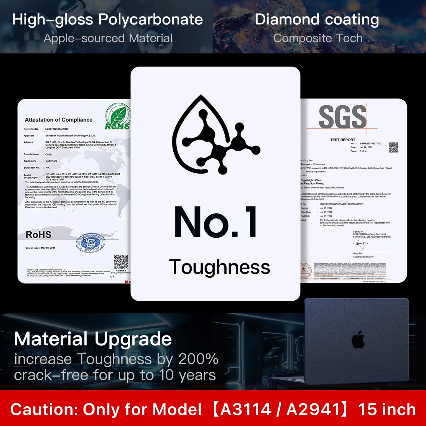 Soonjet Compatible for MacBook Air 15 inch Case - Midnight Clear