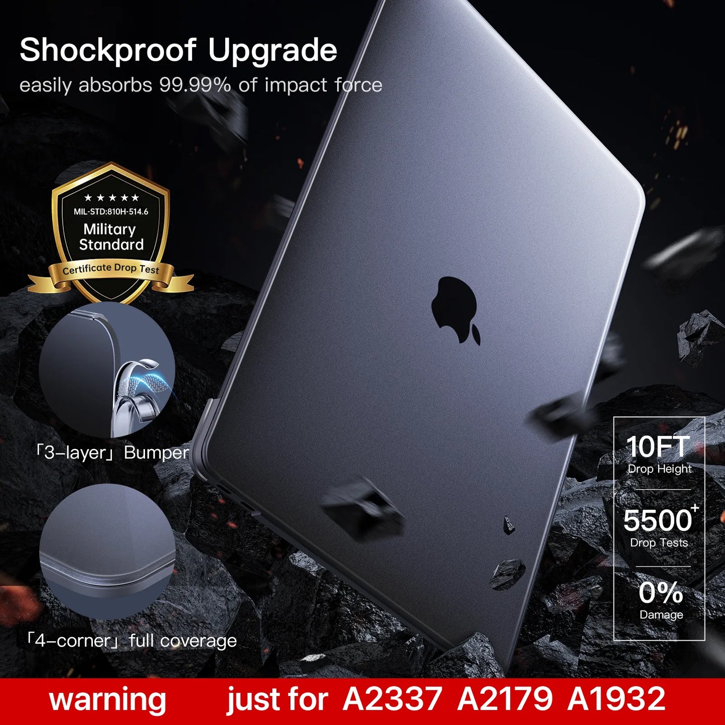 Soonjet Compatible for MacBook Air 13 inch Case M1 2020 2019 2018 - Matte Clear
