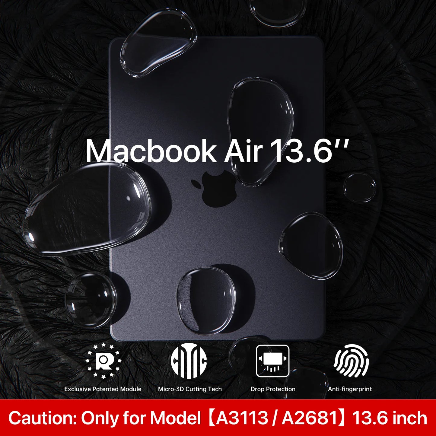 Soonjet Compatible for MacBook Air 13.6 inch Case M3 M2 2024-2022 - Space Gray Clear