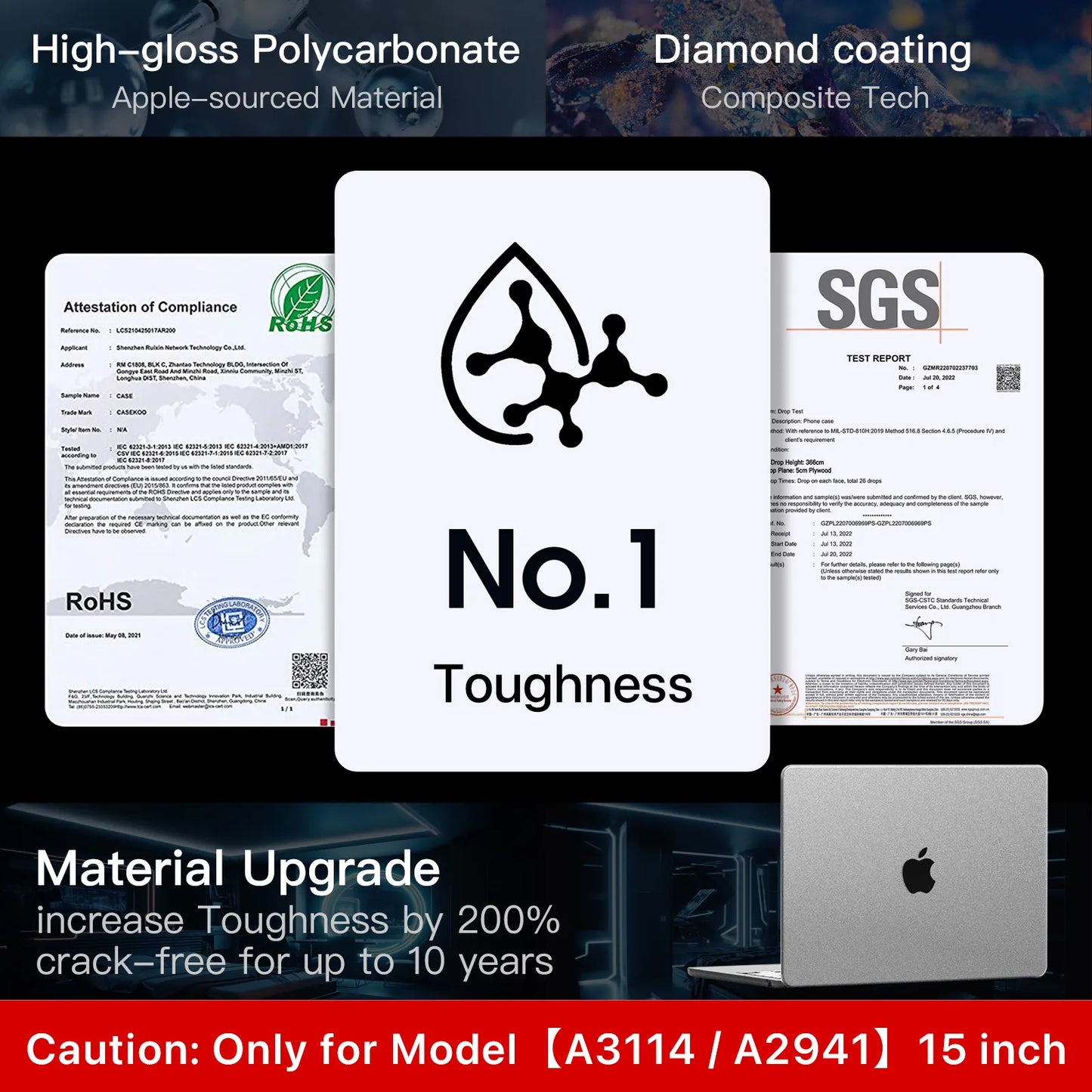 Soonjet Invisible Armor for MacBook Air 15 inch Case with Translucent Cover - Matte Clear