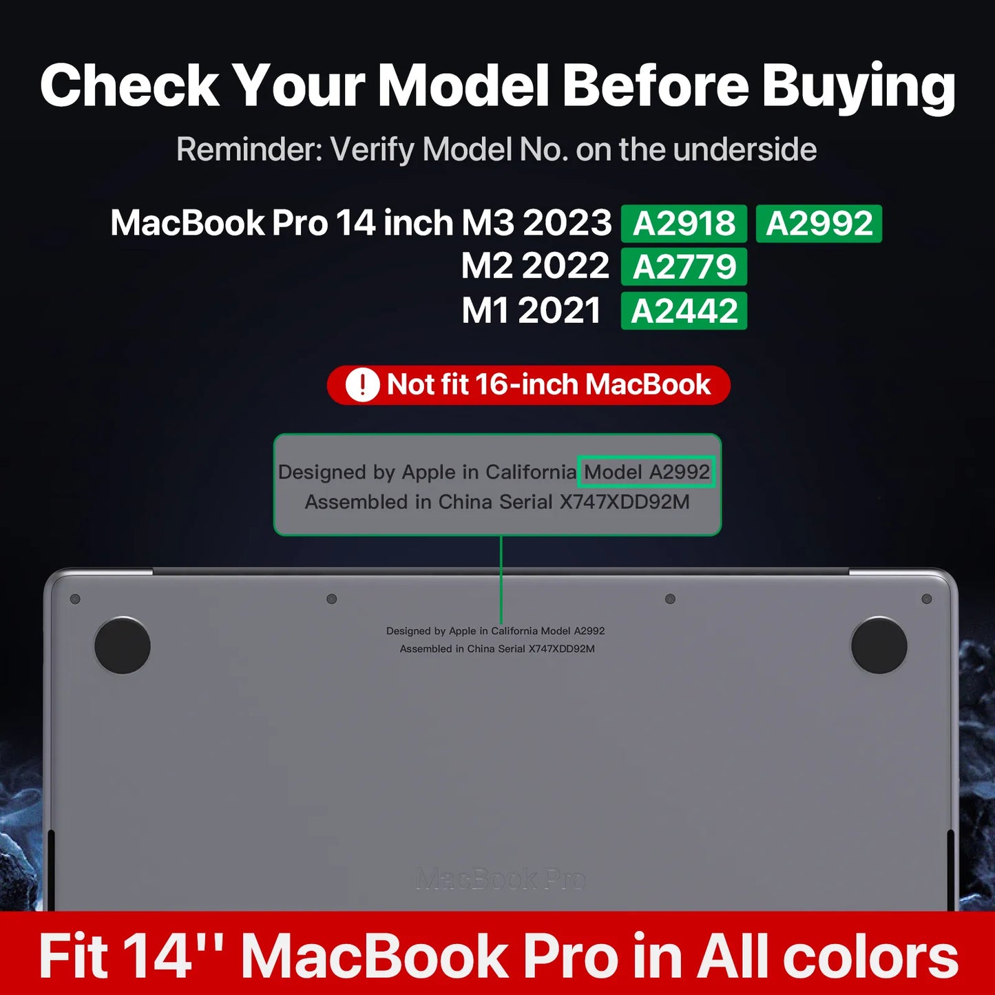 Soonjet for MacBook Pro 14 inch Case 2024-2021 M3 - Turquoise Green