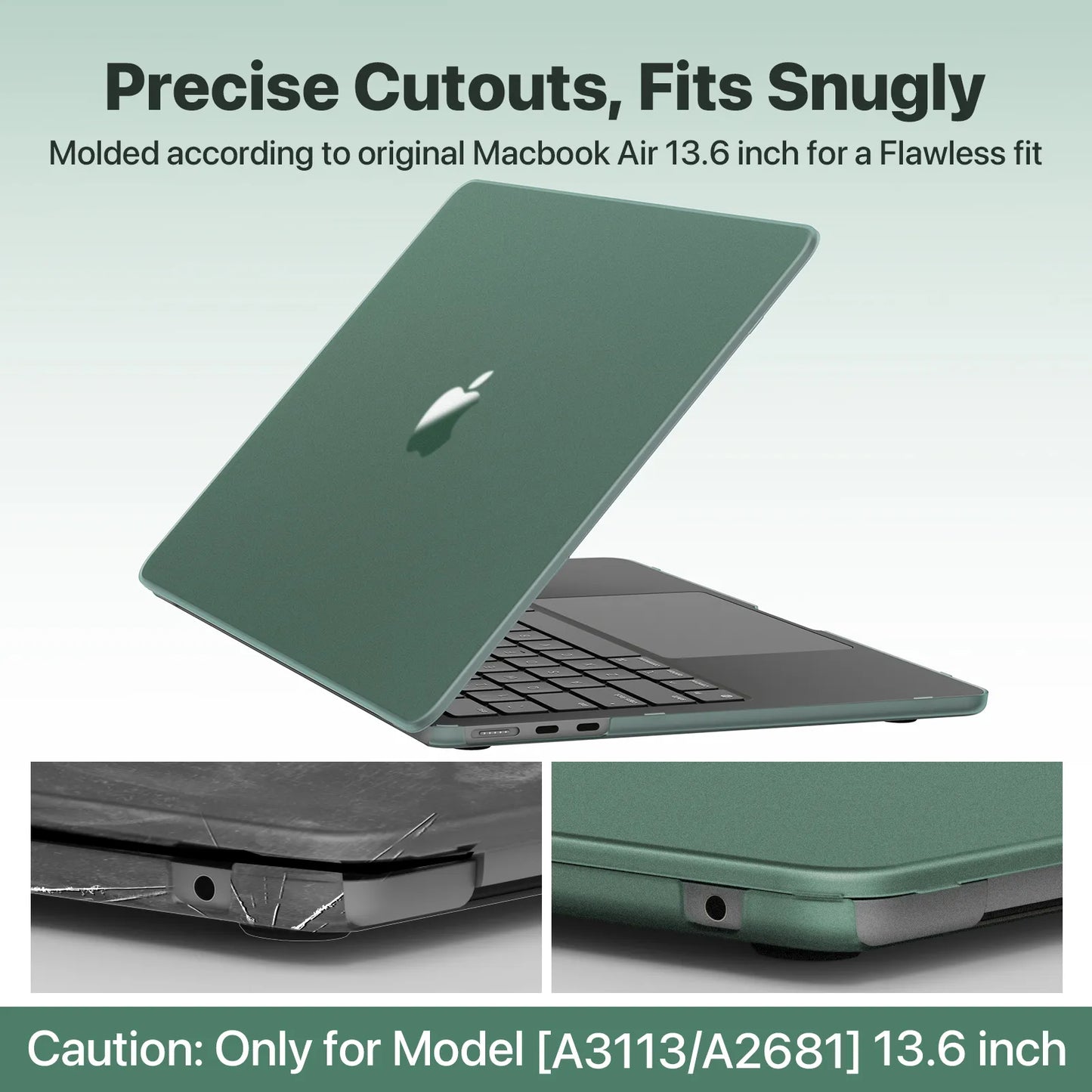 Soonjet Compatible for MacBook Air 13.6 inch Case M3 M2 2024-2022 - Green