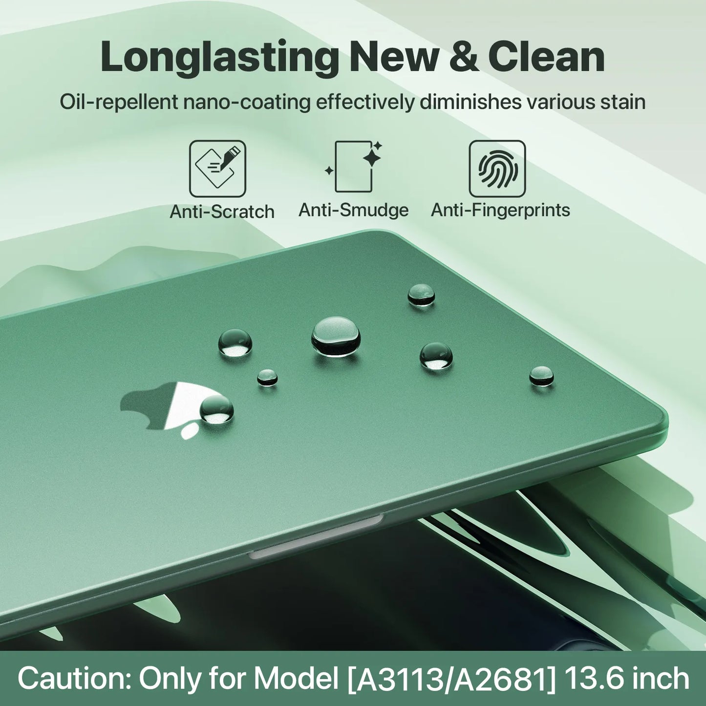 Soonjet Compatible for MacBook Air 13.6 inch Case M3 M2 2024-2022 - Green