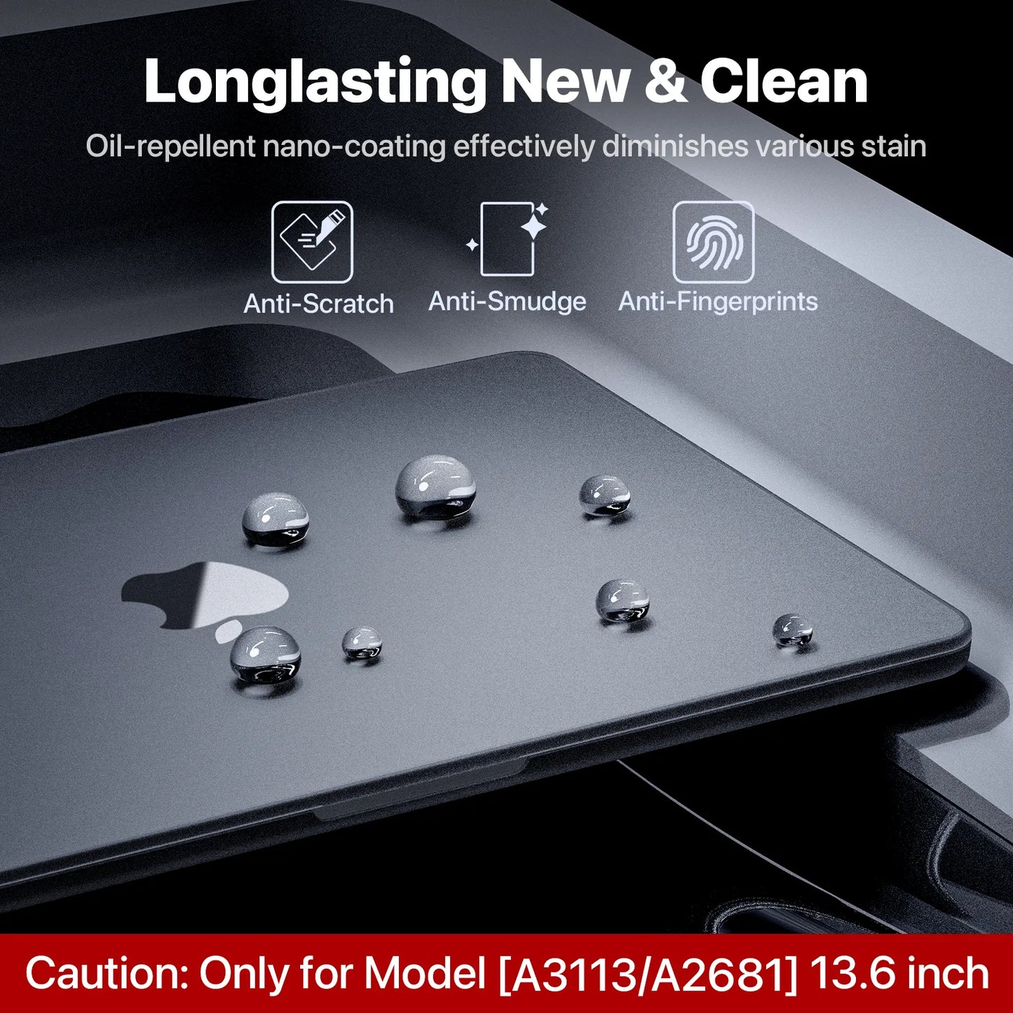 Soonjet Compatible for MacBook Air 13.6 inch Case M3 M2 2024-2022 - Midnight Clear