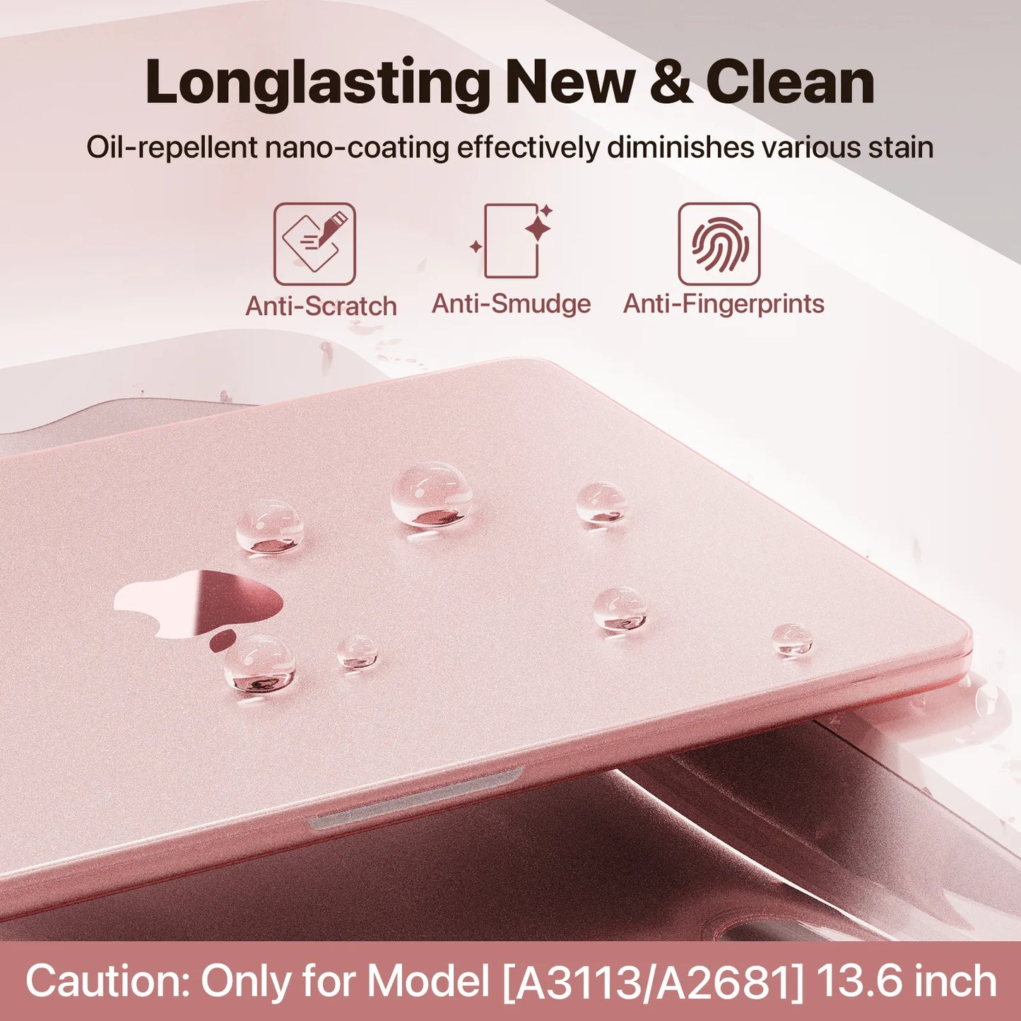 Soonjet Compatible with MacBook Air 13.6 inch Case 2022 2023 New M2 Rose Pink