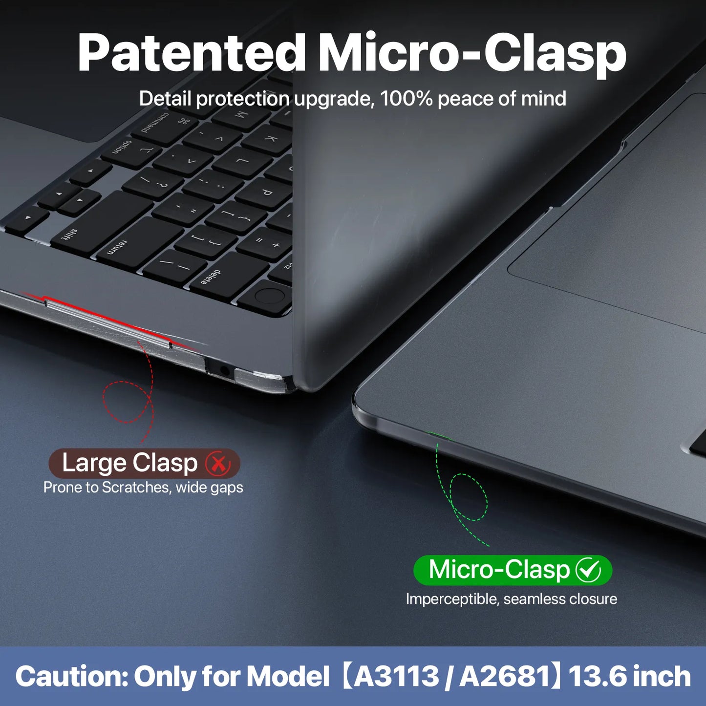 Soonjet for MacBook Air 13.6 inch Case - Crystal Clear