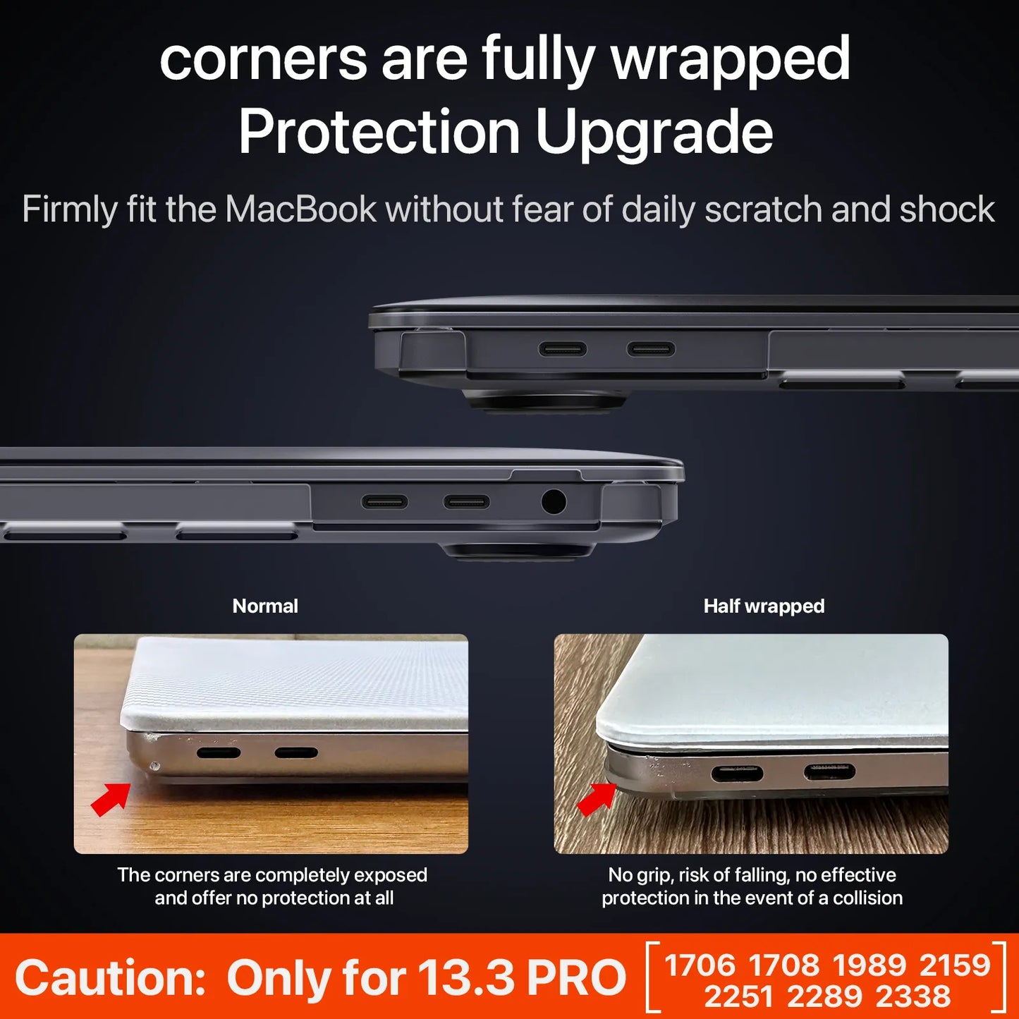 Soonjet for MacBook Pro 13 inch Case - Space Gray Clear