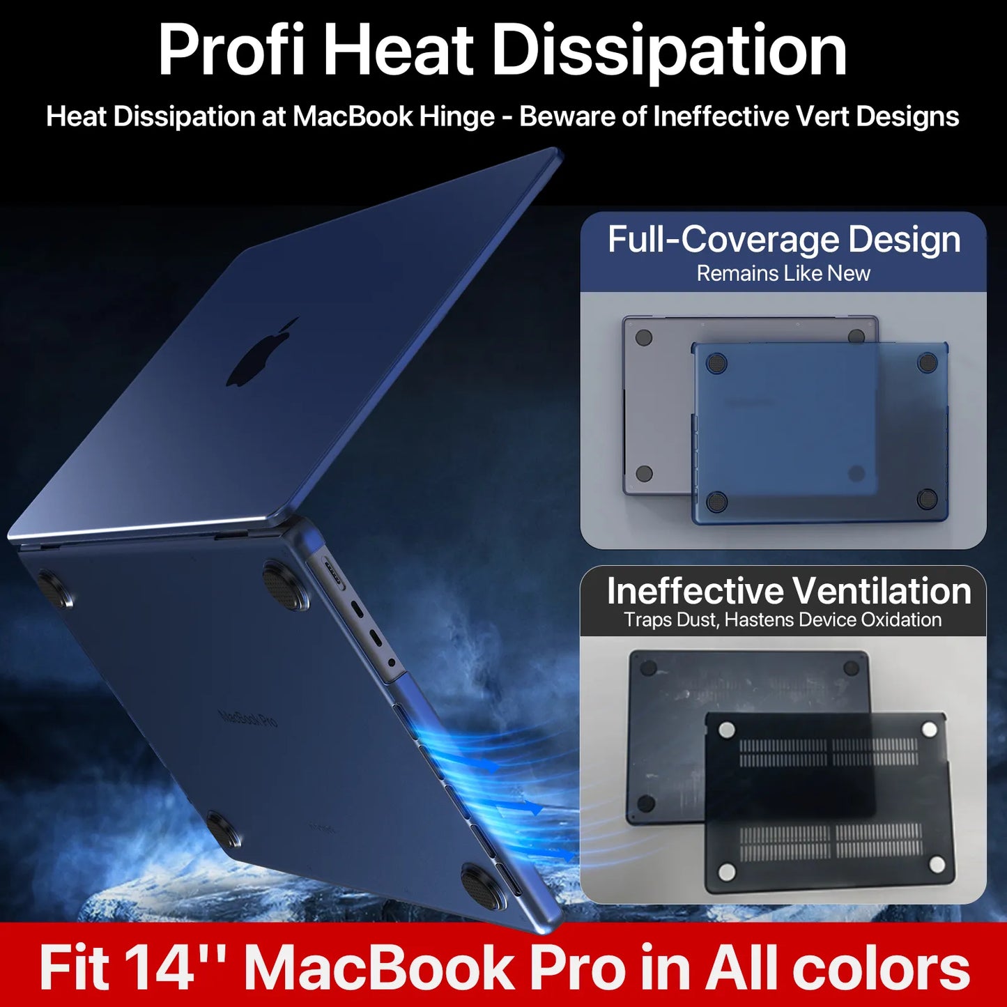 Soonjet for MacBook Pro 14 inch Case 2024-2021 M3 - Midnight Blue