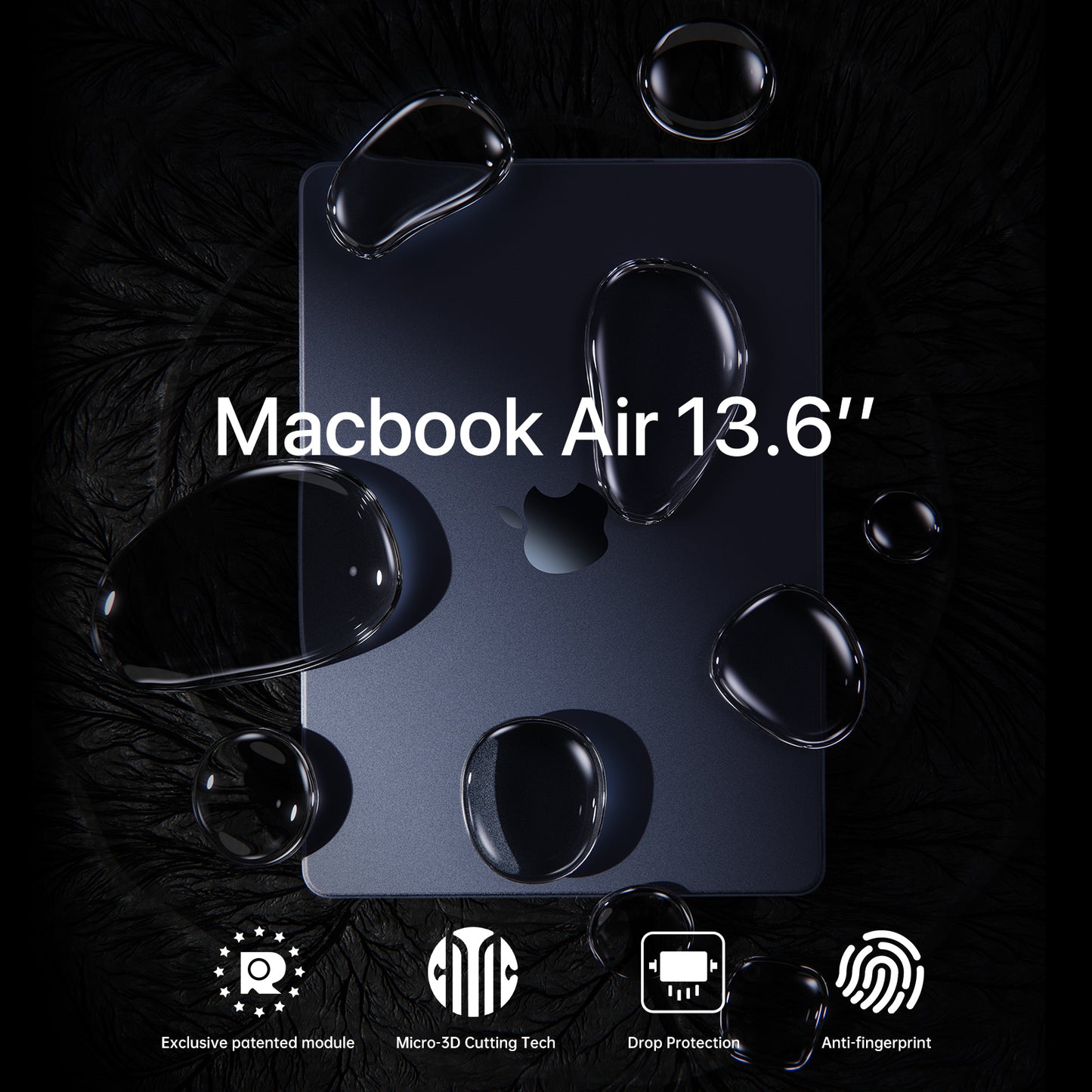 Compatible for MacBook Air 13.6 inch Case M3 M2 2024-2022 Release Model A3113 A2681, Sturdy Protective Plastic Hard Shell Case Cover for MacBook Air M2 13 inch Case
