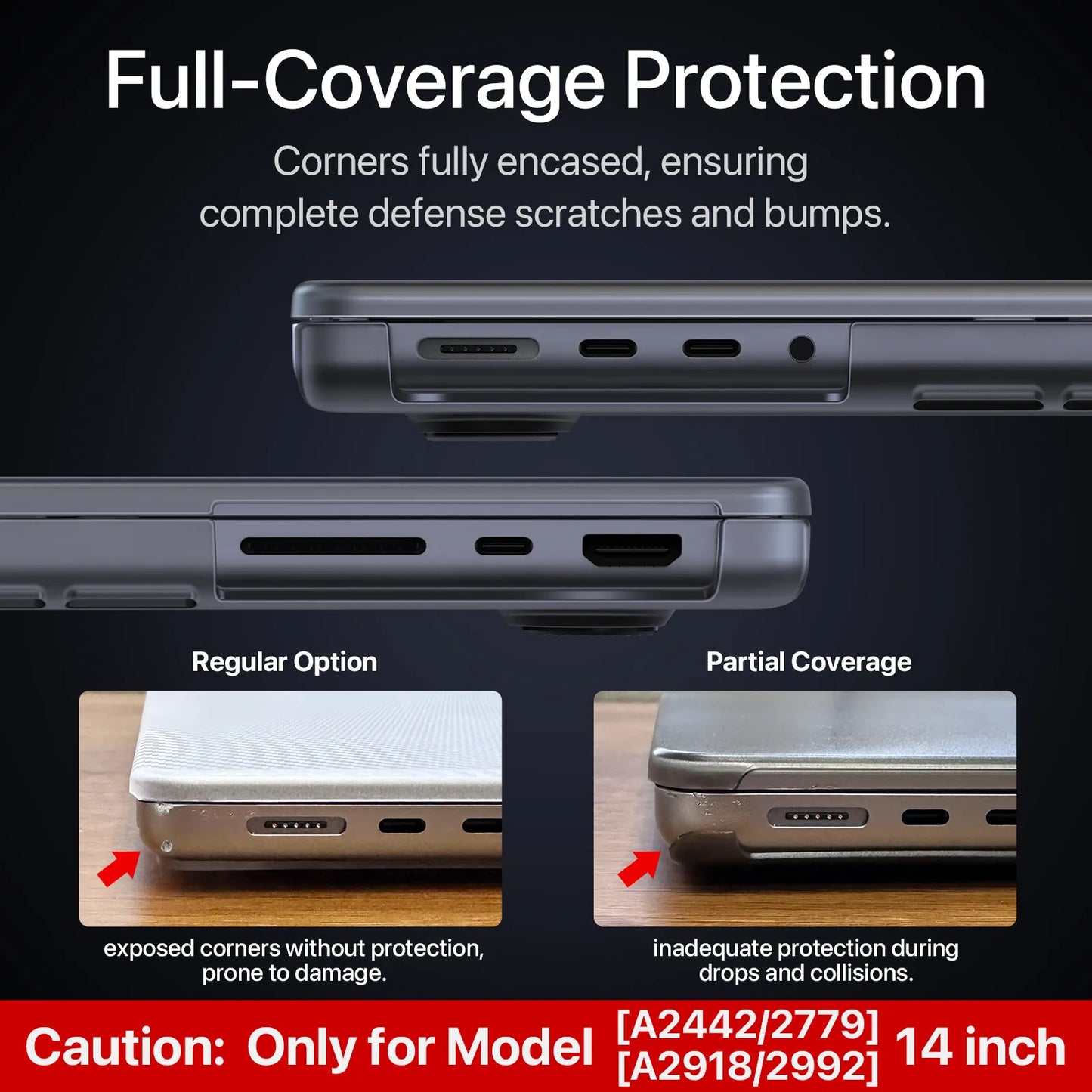 Soonjet for MacBook Pro 14 inch Case 2023-2021 M3 - Space Gray Clear