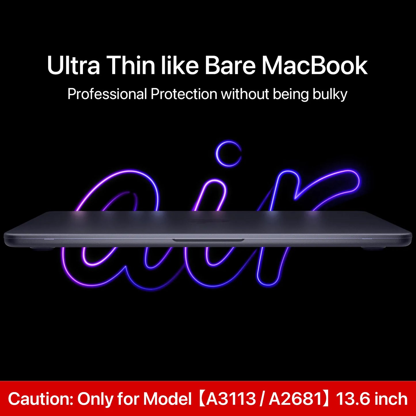 Soonjet Compatible for MacBook Air 13.6 inch Case M3 M2 2024-2022 - Space Gray Clear
