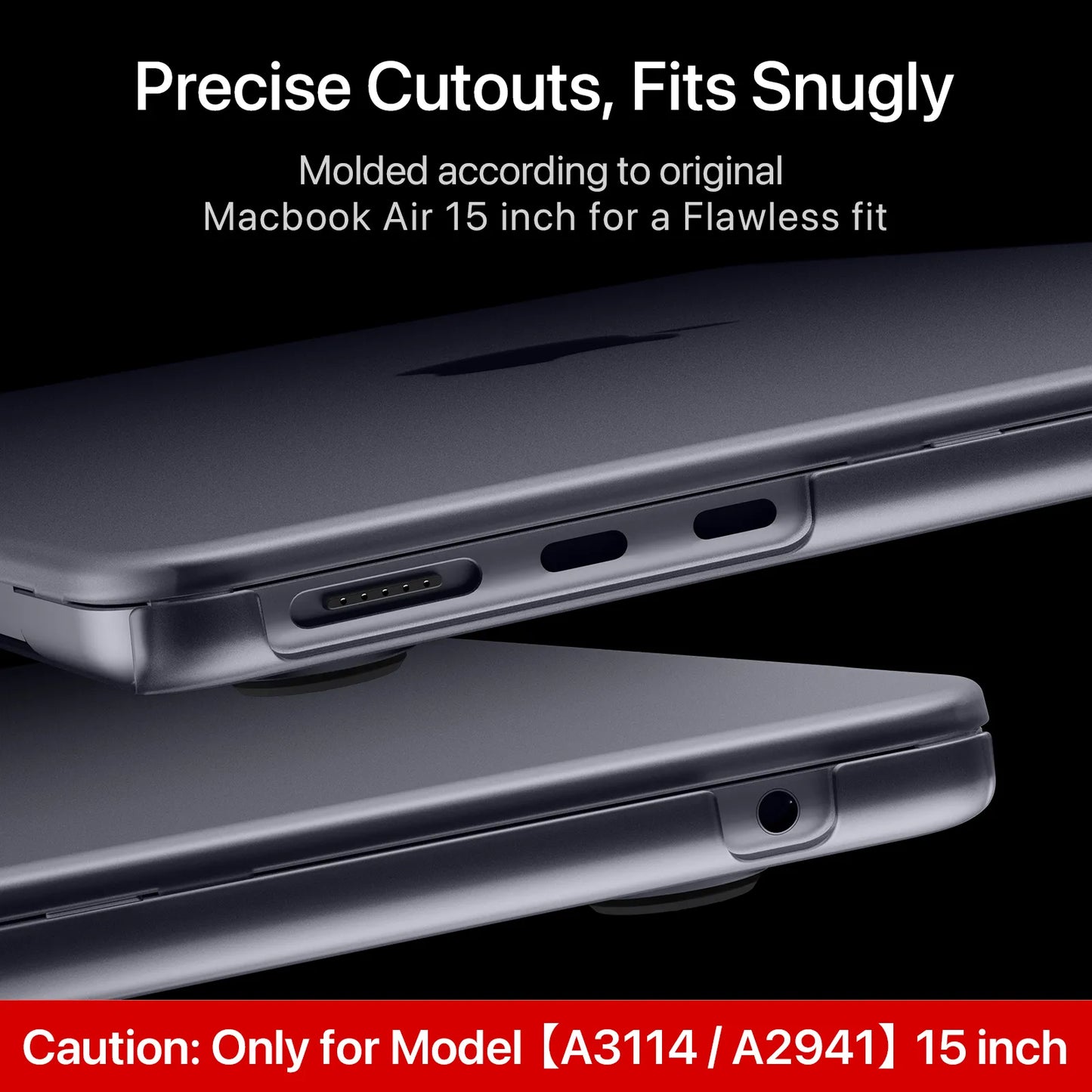 Soonjet for MacBook Air 15 inch Case with Translucent Keyboard Cover - Space Gray Clear