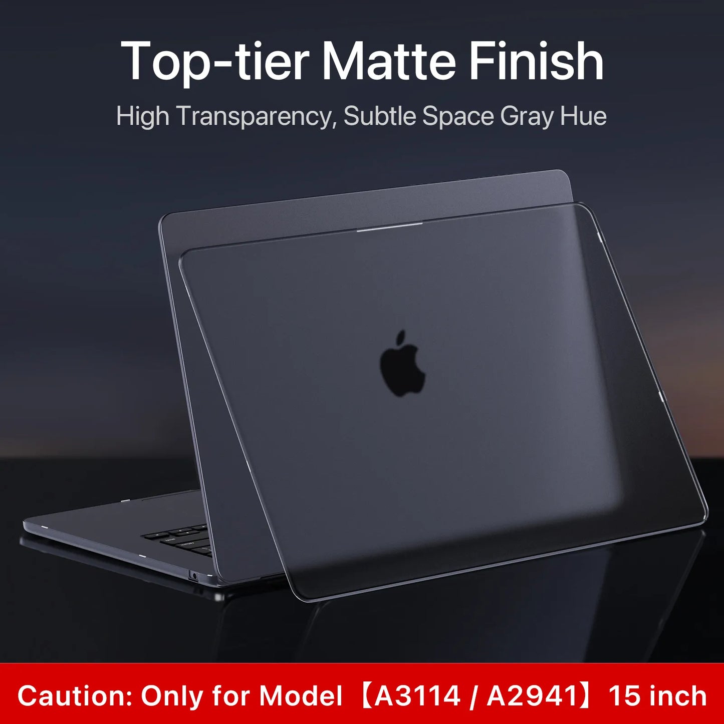 Soonjet for MacBook Air 13.6 inch Case with Translucent Keyboard Cover - Space Gray Clear