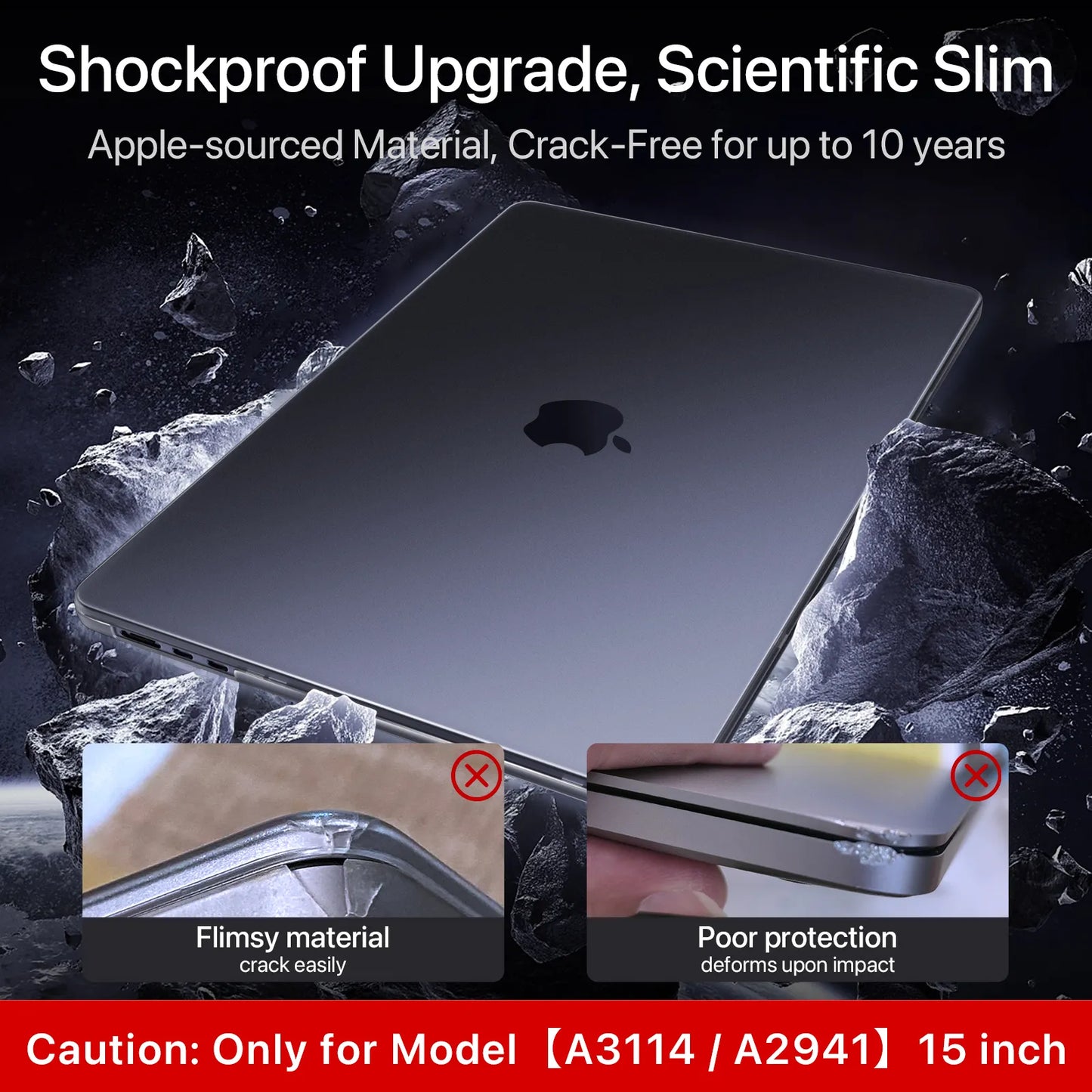 Soonjet for MacBook Air 13.6 inch Case with Translucent Keyboard Cover - Space Gray Clear