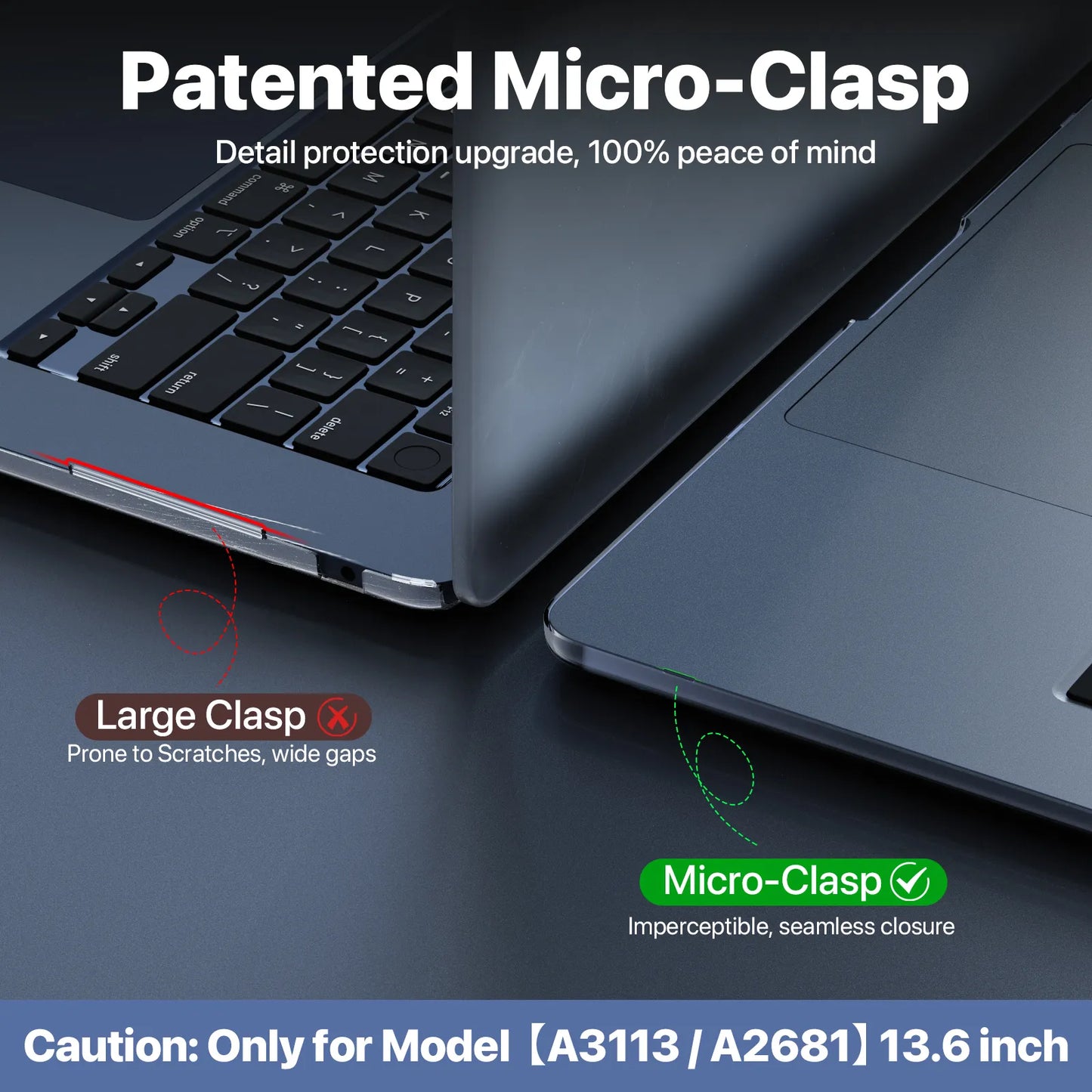 Soonjet for MacBook Air 13.6 inch Case - Crystal Midnight