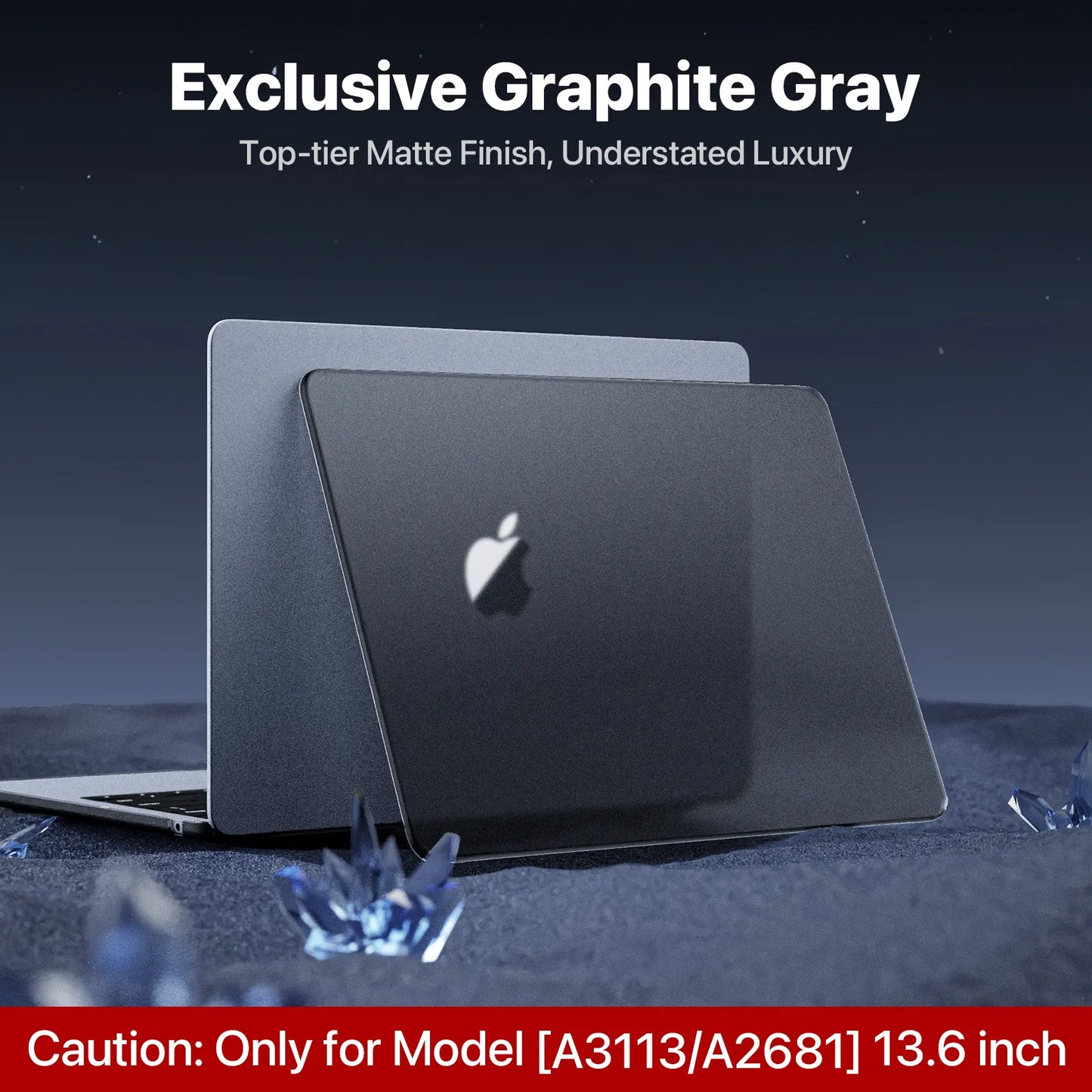 Soonjet Compatible for MacBook Air 13.6 inch Case M3 M2 2024-2022 - Midnight Clear
