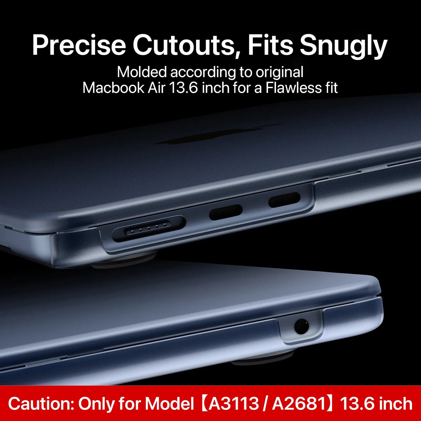 Soonjet for MacBook Air 13.6 inch Case with Translucent Keyboard Cover - Midnight Clear