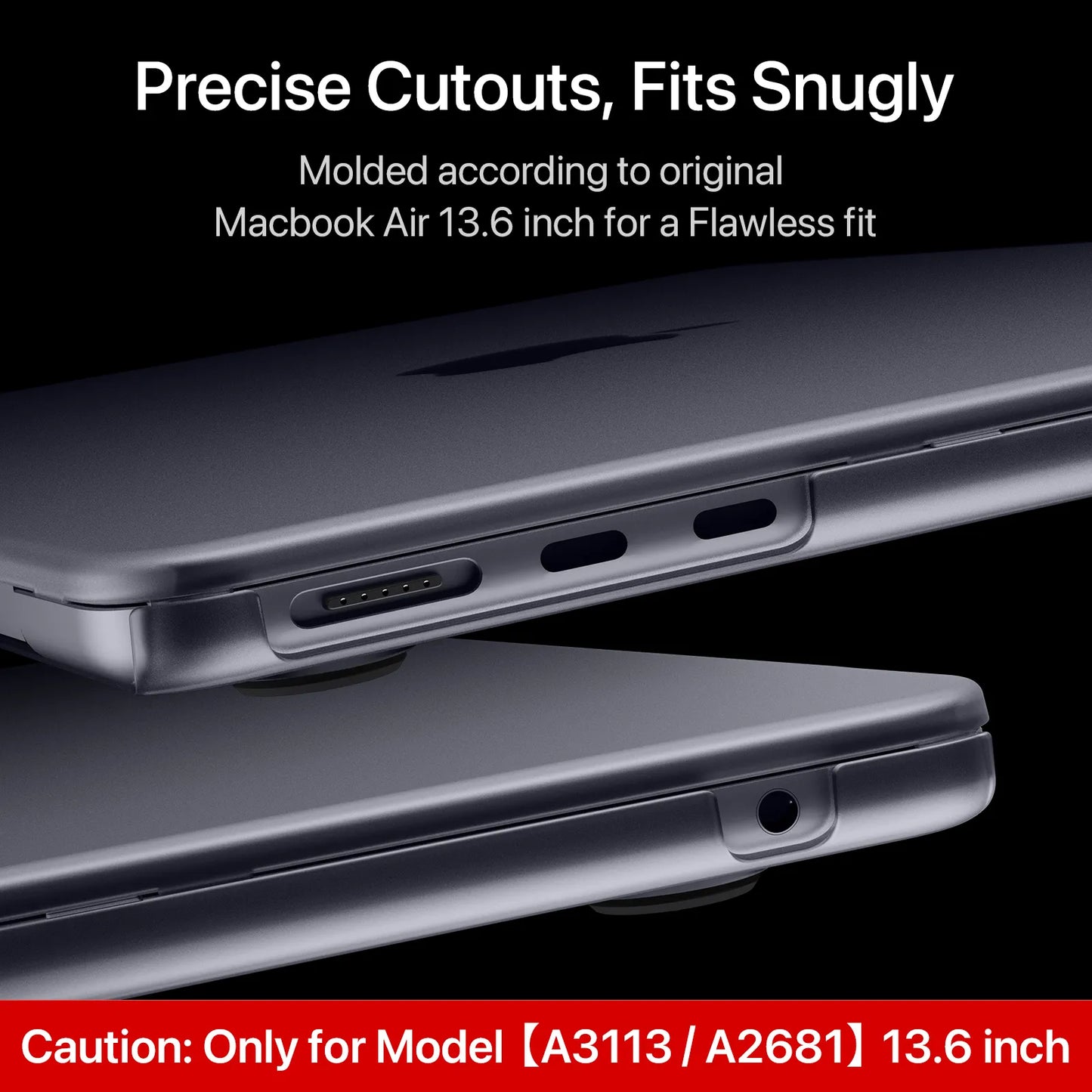 Soonjet Compatible for MacBook Air 13.6 inch Case M3 M2 2024-2022 - Space Gray Clear