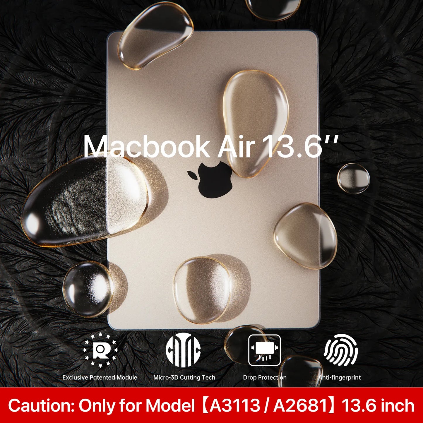 Soonjet Compatible for MacBook Air 13.6 inch Case M3 M2 2024-2022 - Starlight Clear