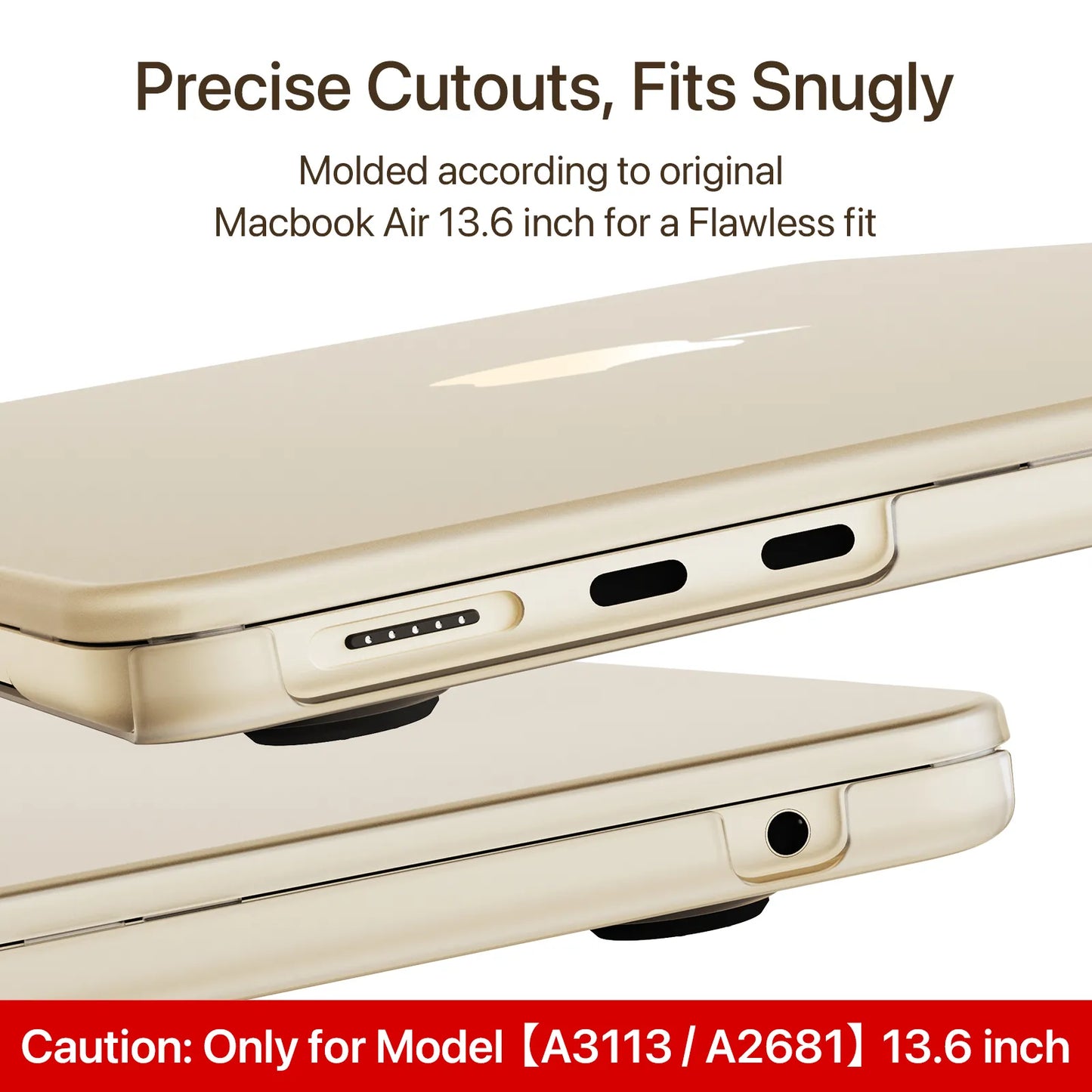Soonjet Compatible for MacBook Air 13.6 inch Case M3 M2 2024-2022 - Starlight Clear