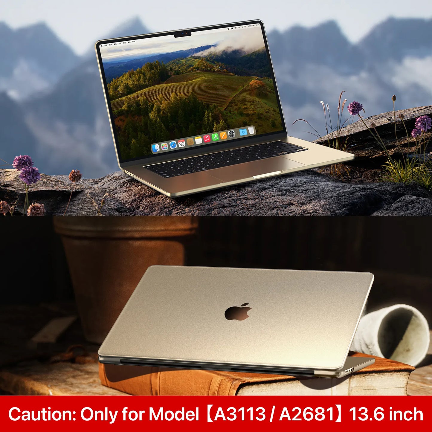 Soonjet for MacBook Air 13.6 inch Case with Translucent Keyboard Cover - Starlight Clear