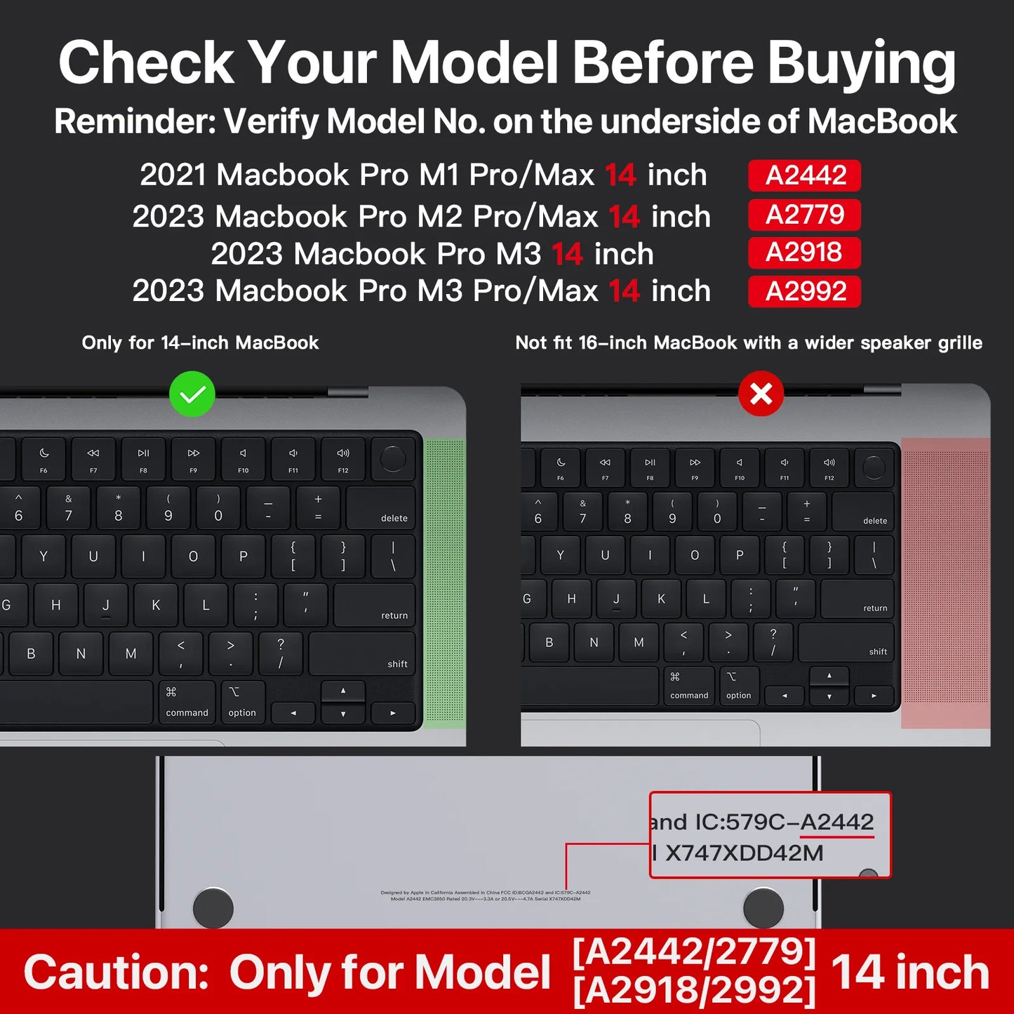 Soonjet for MacBook Pro 14 inch Case with Translucent Keyboard Cover - Matte Clear