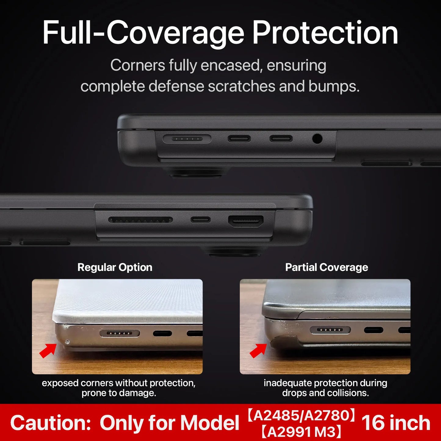 Soonjet Compatible for MacBook Pro 16 inch Case 2023-2021 M3 - Space Black Clear