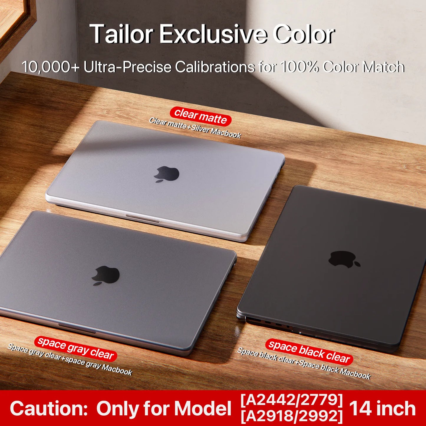 Soonjet for MacBook Pro 14 inch Case 2024-2021 M3 - Space Black Clear