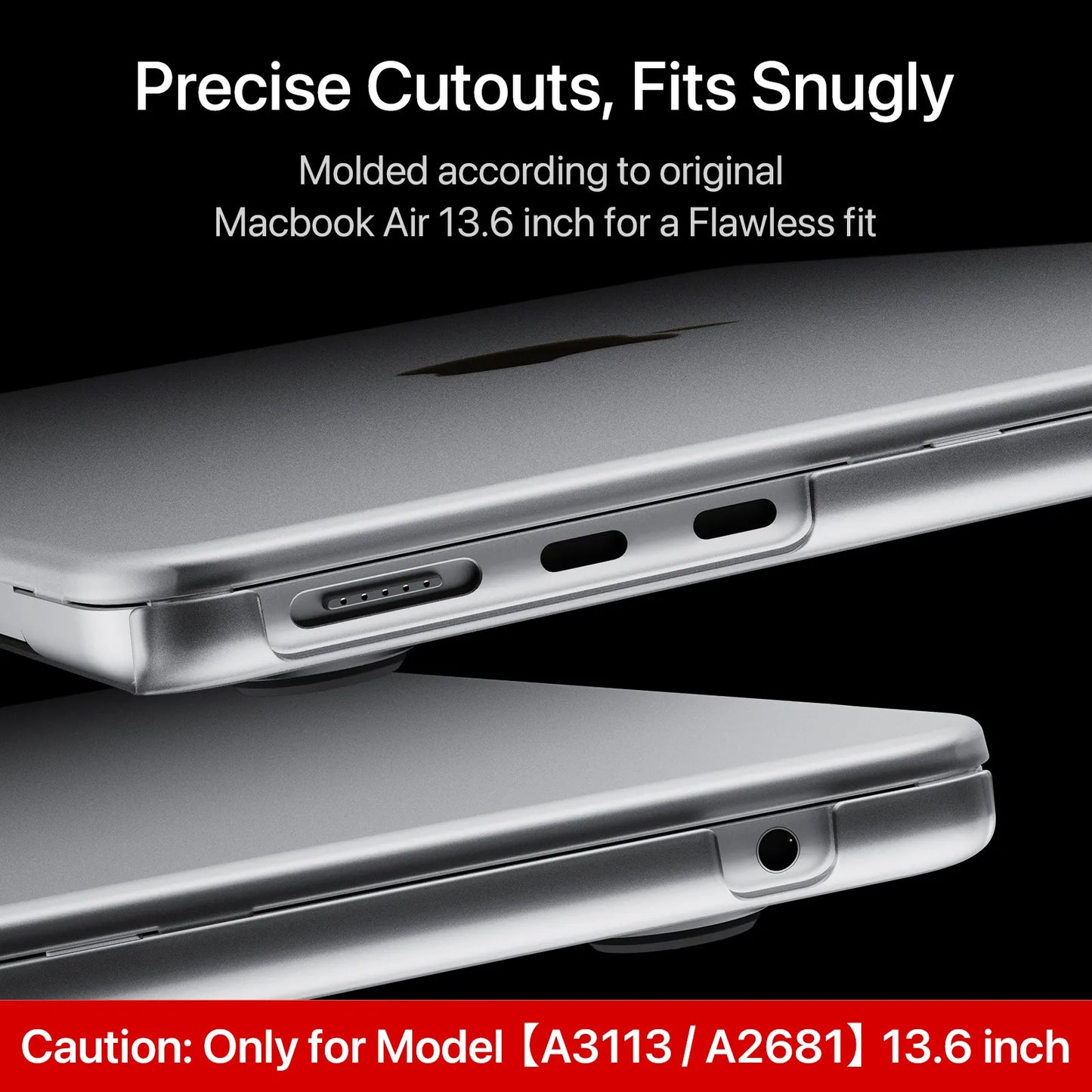 Soonjet for MacBook Air 13.6 inch Case with Translucent Keyboard Cover - Matte Clear
